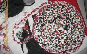 circular rug partly made